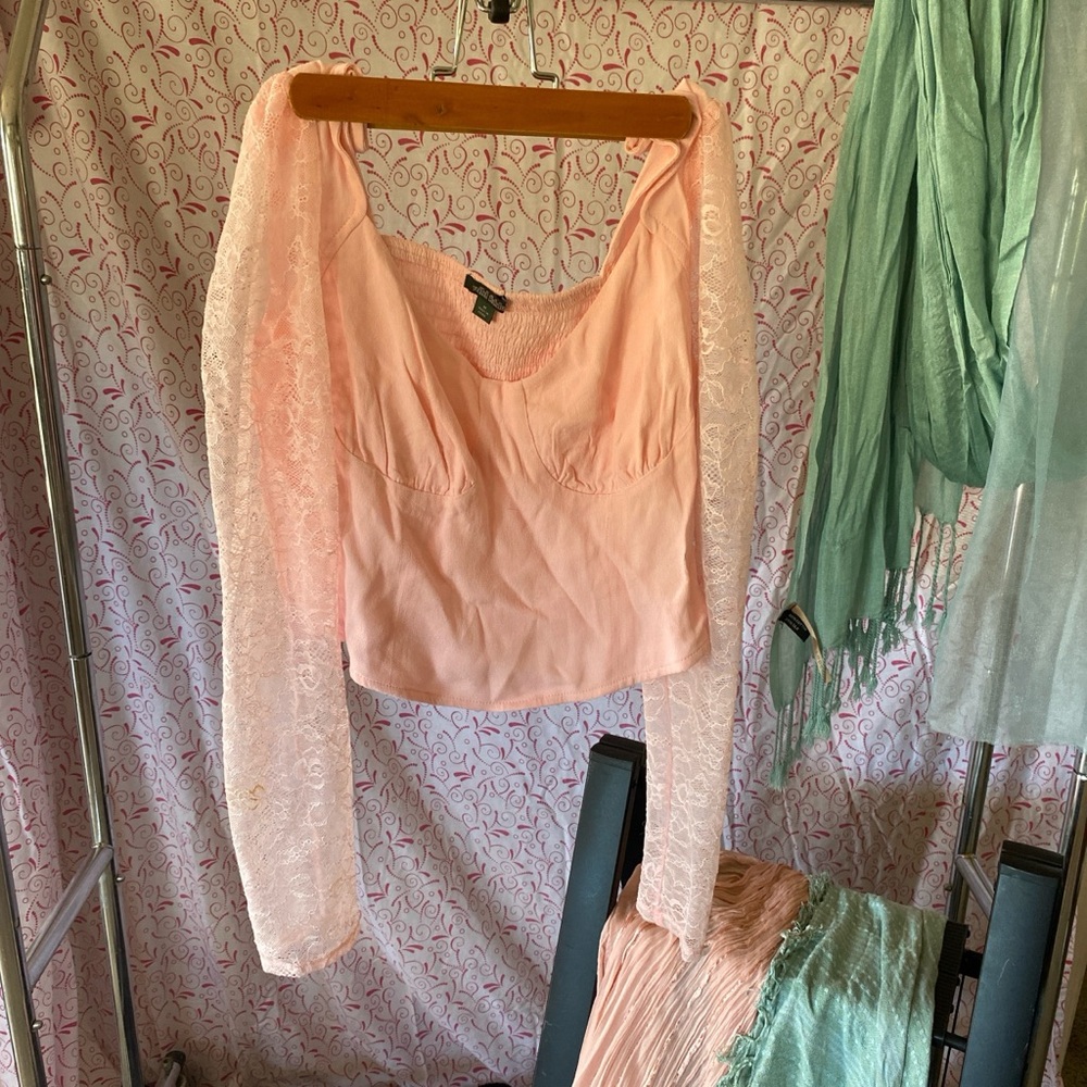 Pink Lace Long Sleeve Top
